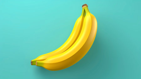 Banana on blue background. 3D illustration. 3D rendering.の素材