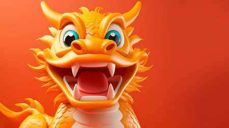 Dragon on orange background. 3d illustration. 3d rendering.の素材
