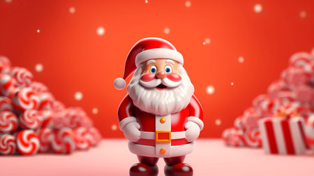 santa claus with christmas gift 3d-illustrationの素材