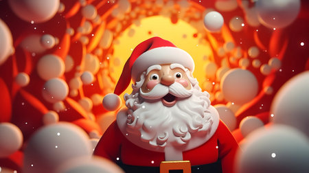 Santa Claus with red background. 3D illustration. 3D rendering.の素材