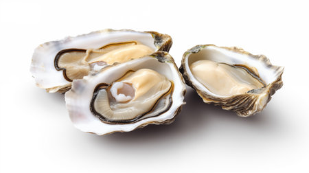 Fresh oysters isolated on white background.の素材