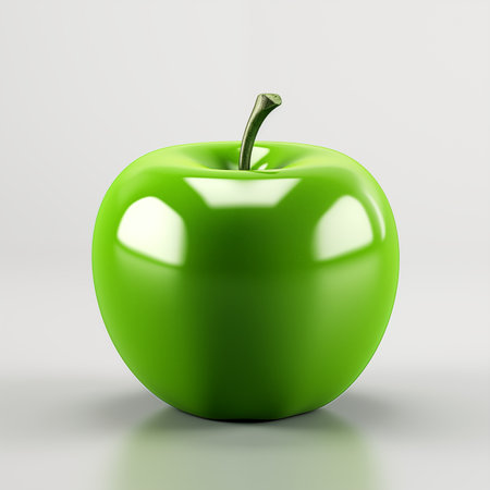 Green apple on a white background. 3d rendering. Computer digital drawing.の素材