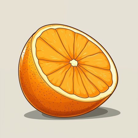 Illustration of a slice of orange on a white background, vector illustrationの素材