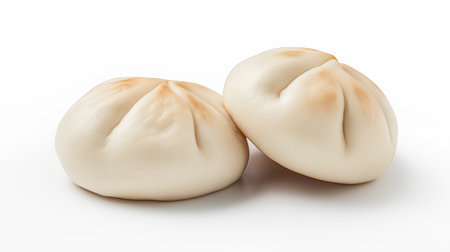 Chinese steamed dumpling on white backgroundの素材