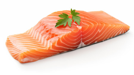 Salmon fillet isolated on white background.の素材