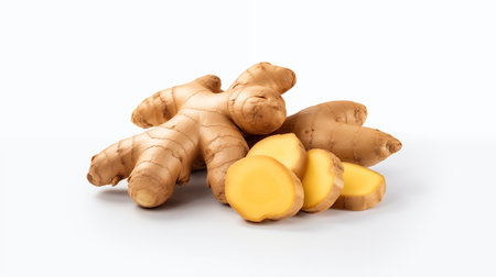 Ginger root isolated on white backgroundの素材