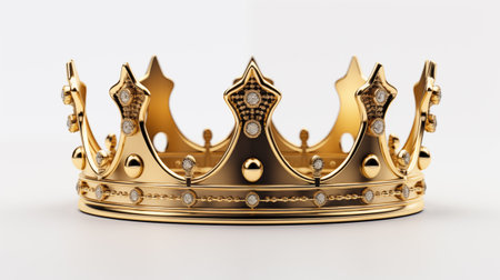 Gold crown isolated on white background. 3d render. King crown.の素材