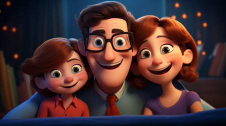 Happy family. Father, mother and children in the room. Family concept.の素材