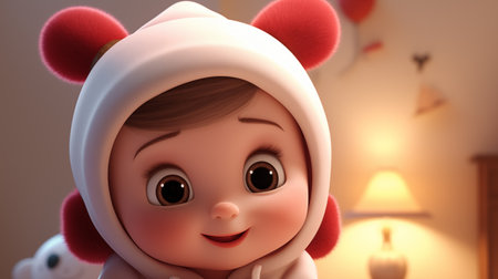 Cute little girl in Santa Claus costume. 3d rendering.の素材