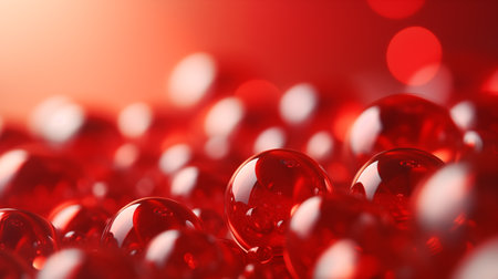 Red glass balls. Abstract background. 3D illustration. 3D rendering.の素材