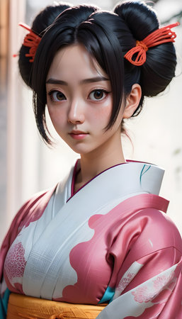 Portrait of a Japanese geisha.の素材