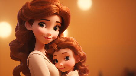 Cute little girl doll with mother, valentine day conceptの素材