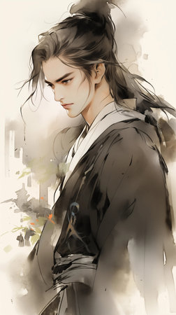 Sketch of a beautiful young woman in front of the cityの素材