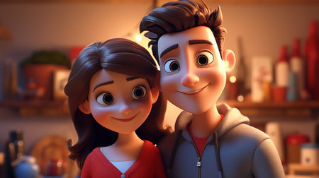 Couple in love. Valentine's day concept. 3d renderingの素材