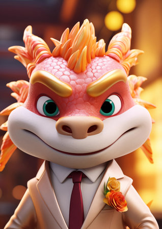 Cartoon illustration of chinese dragon in suitの素材