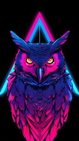 Owl. Vector illustration of an owl in the neon style.の素材
