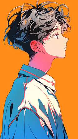 Portrait of a young man in pop art style. Vector illustration.の素材