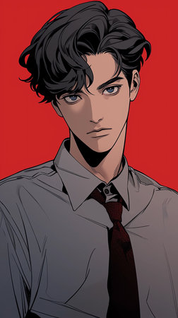 Portrait of a handsome young man in a shirt and tie.の素材