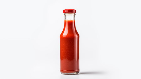 Bottle of ketchup isolated on white backgroundの素材