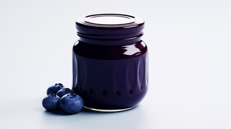 Jar of blueberry jam on a white background. 3d renderingの素材