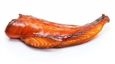Smoked salmon fillet isolated on white background.の素材