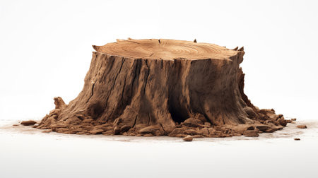 Tree stump isolated on a white background. 3d render illustration.の素材
