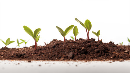 Young green seedling illustrating concept of new life and begin to growの素材