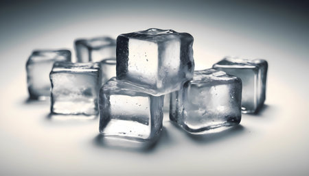 Ice cubes on a white background. 3d rendering. Toned.の素材