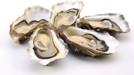 Fresh oysters isolated on white background.の素材