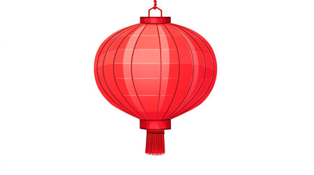 Chinese New Year Red Paper Lantern Isolated on White Backgroundの素材