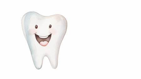 Tooth character isolated on a white background. 3d illustration.の素材