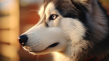 Siberian husky dog portrait in the park. Close-up.の素材