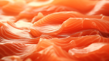 Slices of fresh salmon fillet as background, closeupの素材