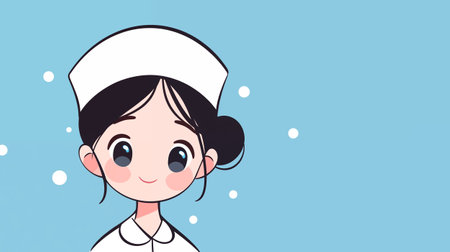 Cute nurse cartoon character. Vector illustration of a cute nurse.の素材