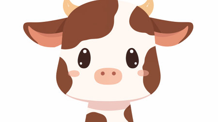 Cute cartoon cow isolated on a white background. Vector illustration.の素材