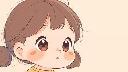 Illustration of a Cute Little Girl Smiling at the Cameraの素材