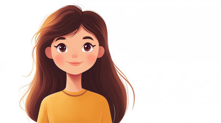 Portrait of a beautiful girl with long hair. Vector illustration.の素材