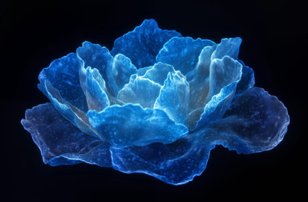 Blue flower on a black background. 3d rendering, 3d illustration.
