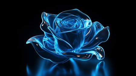 Blue rose on a black background. 3d rendering, 3d illustration.の写真素材