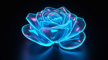 Blue rose on a black background. 3d rendering, 3d illustration.の写真素材