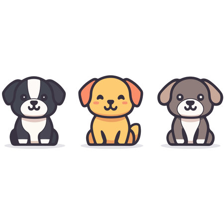 Cute dog cartoon character vector illustration. Cute dog mascot.のイラスト素材
