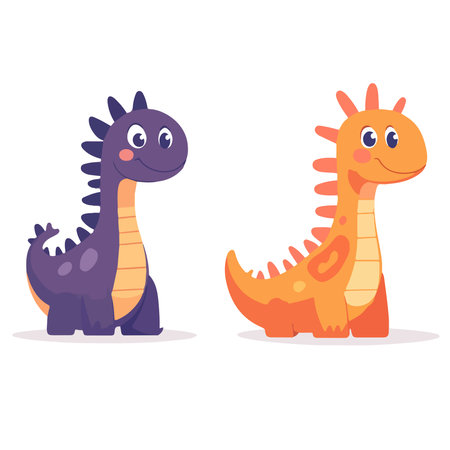 Cute cartoon dinosaurs. Vector illustration in a flat style on a white background.のイラスト素材