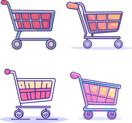 Shopping cart icon set. Cartoon illustration of shopping cart vector icons for web designのイラスト素材
