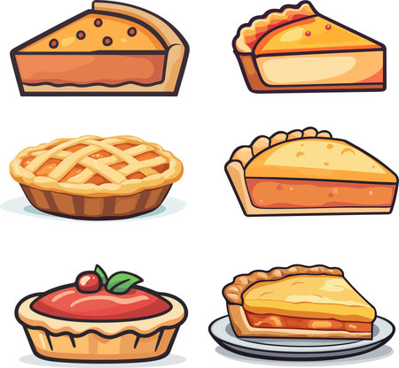 Illustration of a Set of Freshly Baked Pie Iconsのイラスト素材