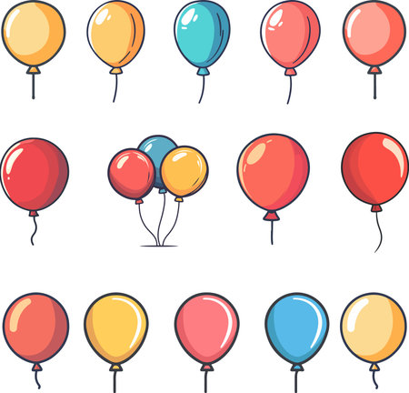Illustration of a Set of Colorful Balloons on White Backgroundのイラスト素材
