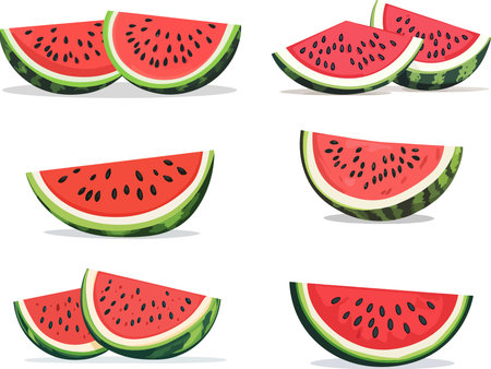 Watermelon slices collection. Vector illustration of a watermelon slices.のイラスト素材