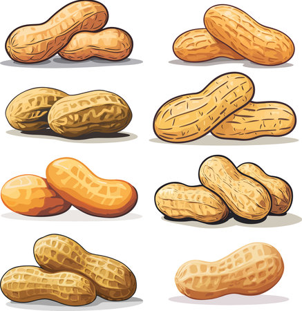 Peanut icons set. Cartoon illustration of peanuts vector icons for web designのイラスト素材