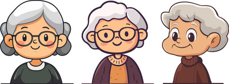 Elderly people set. Cartoon illustration of elderly people set.のイラスト素材
