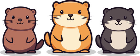 Cute Beavers Vector Illustration Isolated On Transparent Backgroundのイラスト素材