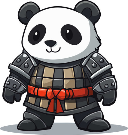 Panda in armor. Vector clip art illustration with simple gradients. All in a single layer.のイラスト素材